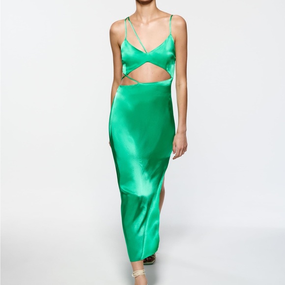Zara Dresses & Skirts - Zara NWT Cut Out Satin Midi Dress